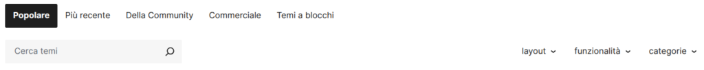 I filtri nel repository dei temi di WordPress
