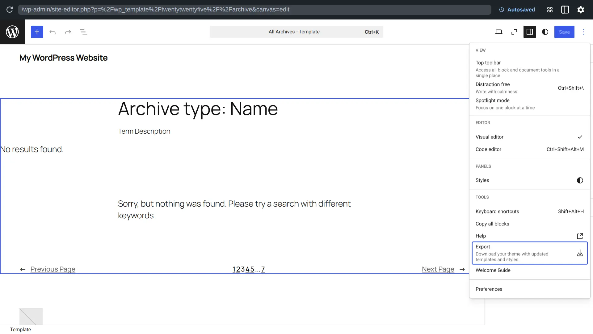 Esportare il design e i template da WordPress Playground come un tema da installare sul tuo sito